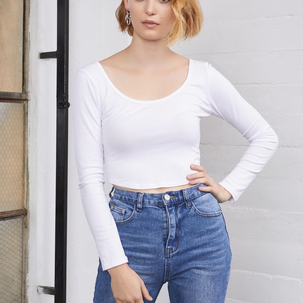 Maya Ribbed Scoop Neck Crop Top